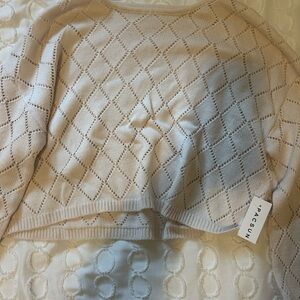 La Hearts Cream Diamond Knit Sweater